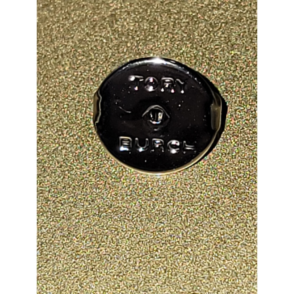 Tory Burch Miller Pave Logo Stud Earrings Silver Tone Textured Rope Border Studs - Picture 3 of 3